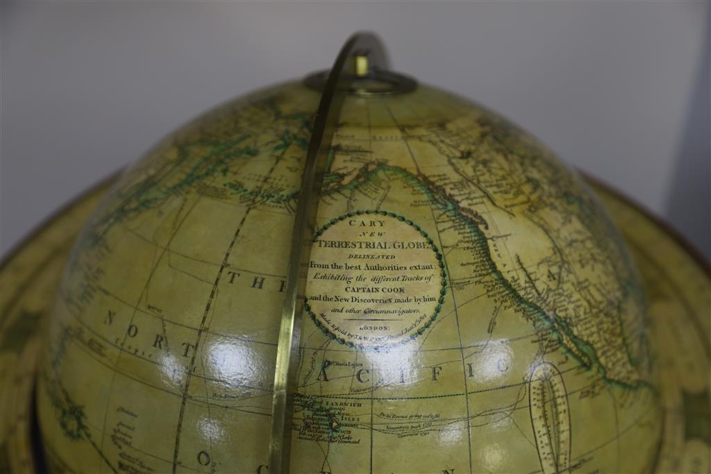 A Carys New Terrestrial globe, globe Diam. 11in., overall H.17in. overall Diam.15in.